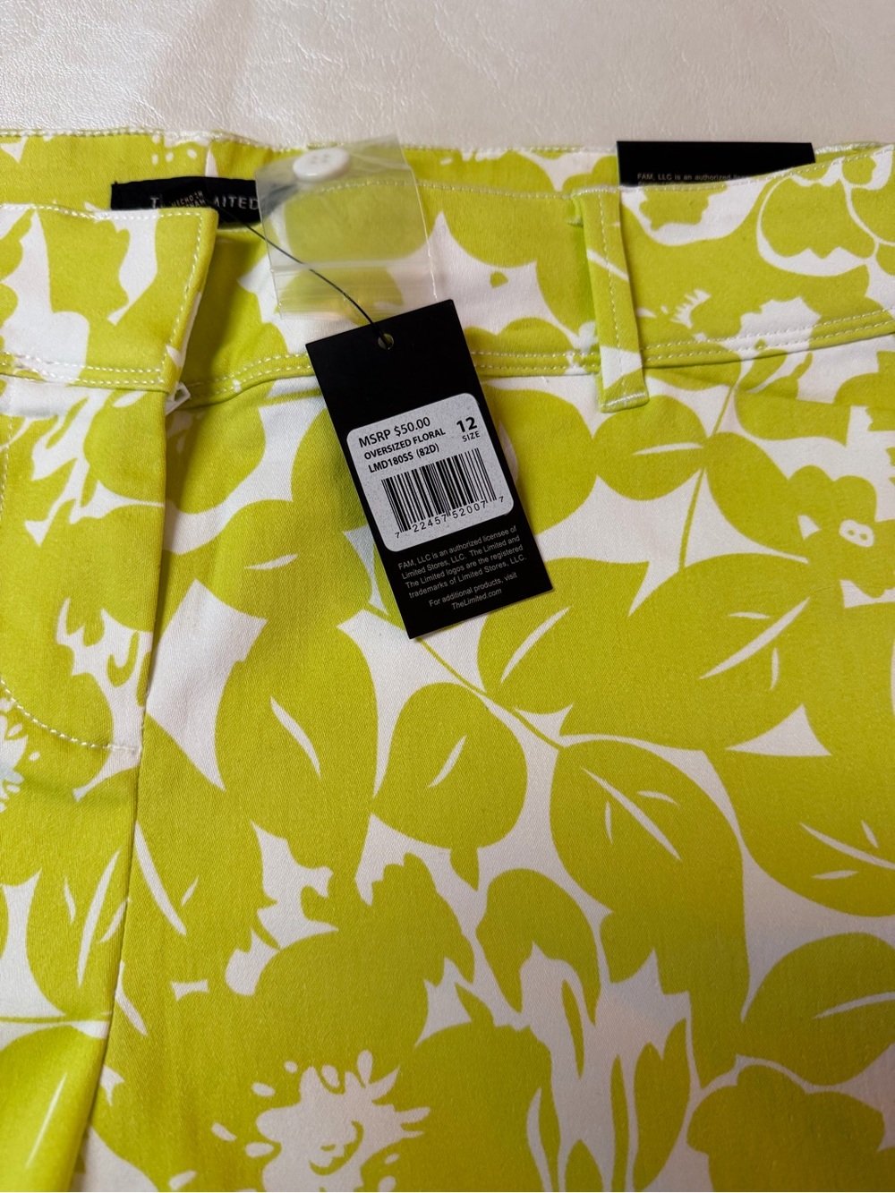 The Limited White and Lime Floral  Shorts - Picture 2 of 7